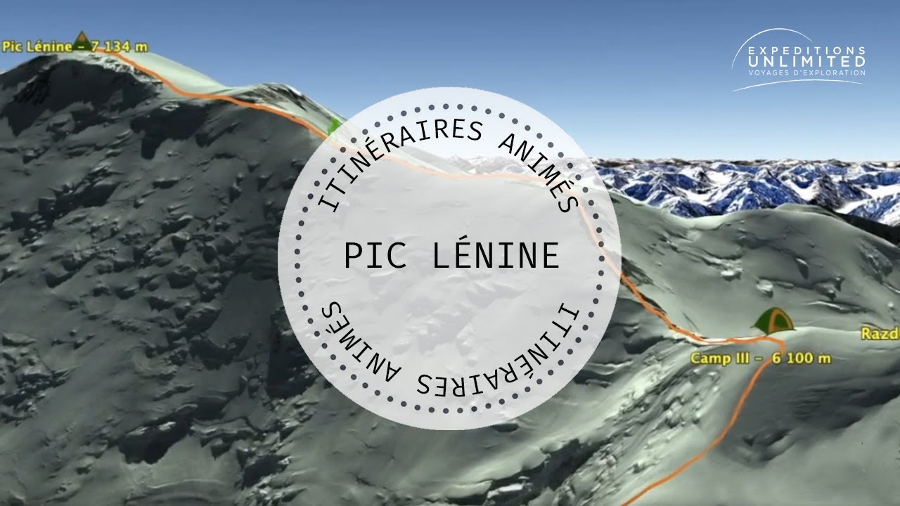 Ascension du pic Lénine à 7 134 mètres, Tadjikistan -  Itinéraire animé