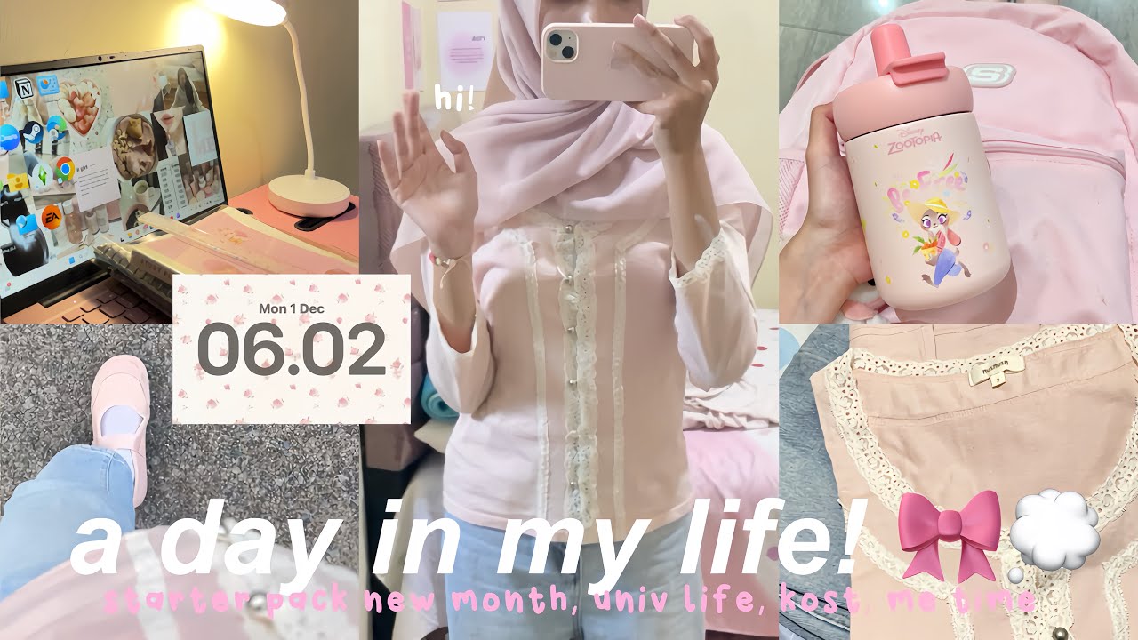 A DAY IN MY LIFE 👀🧤🎀💭 : starter pack new month, univ life, kost, me time, unboxing 