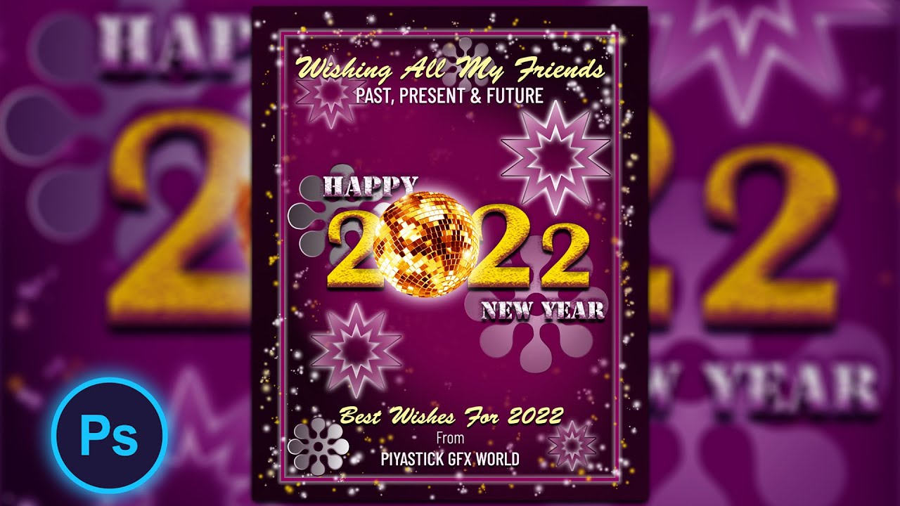 Happy New Year Social Media Post Design in Adobe Photoshop | Social Media Design | Photoshop CC