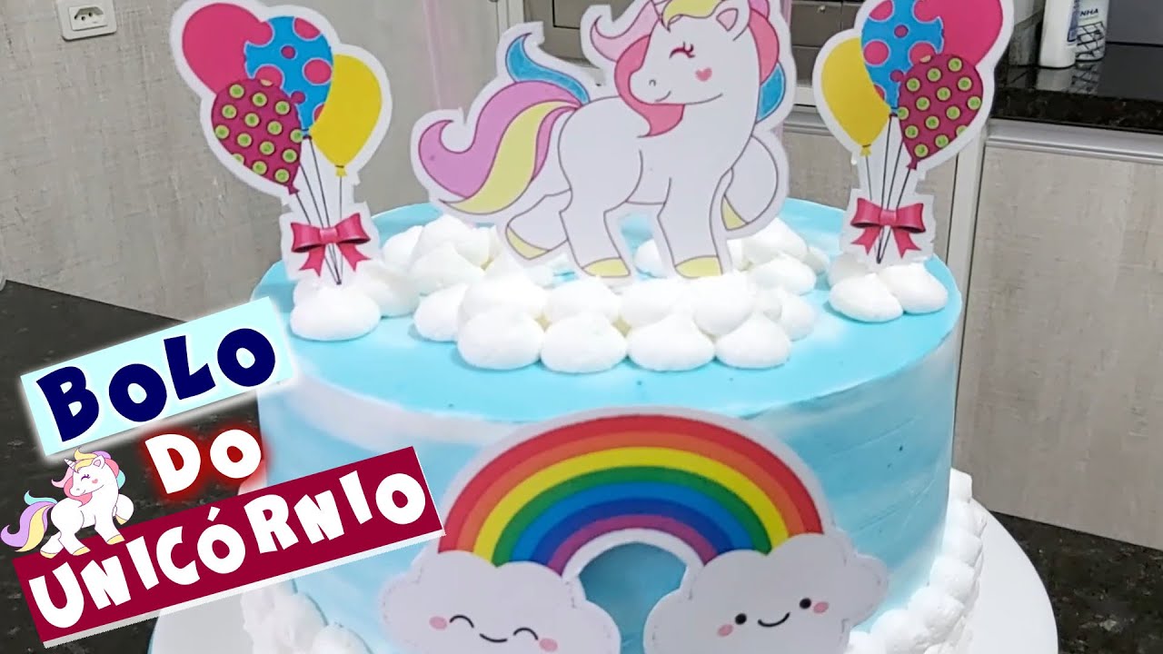 BOLO  UNICÓRNIO /TÉCNICA MESCLA DE CORES E DECORAÇÃO COM BICO PERLÊ 4