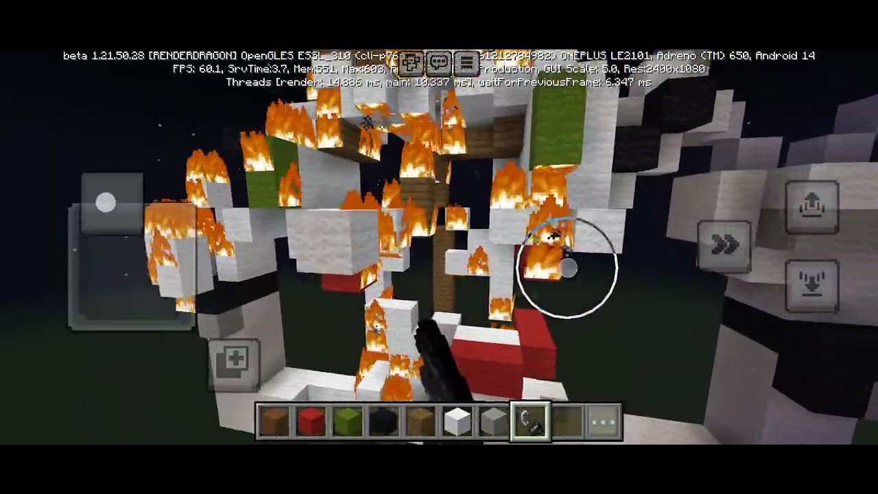 Zozobra burning in Minecraft 