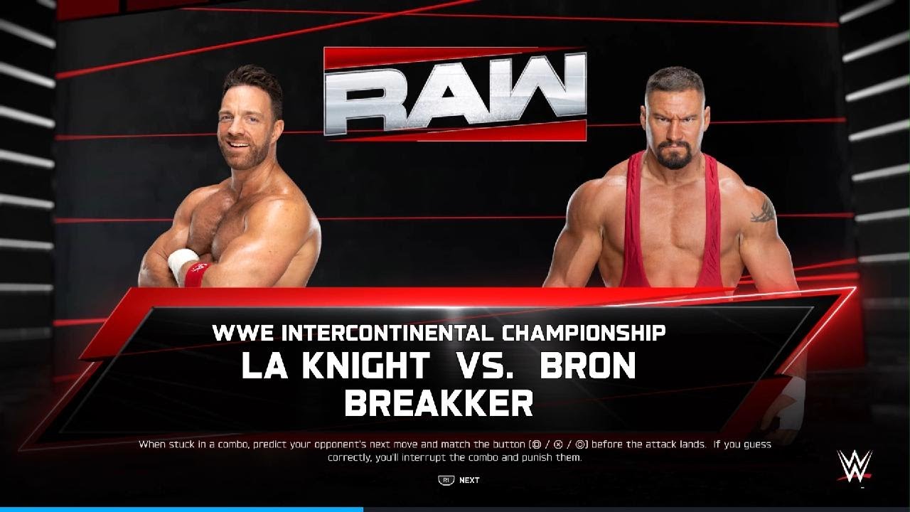 WWE 2K25 LA Knight VS Bron breaker For the Intercontinental Championship Tables Match