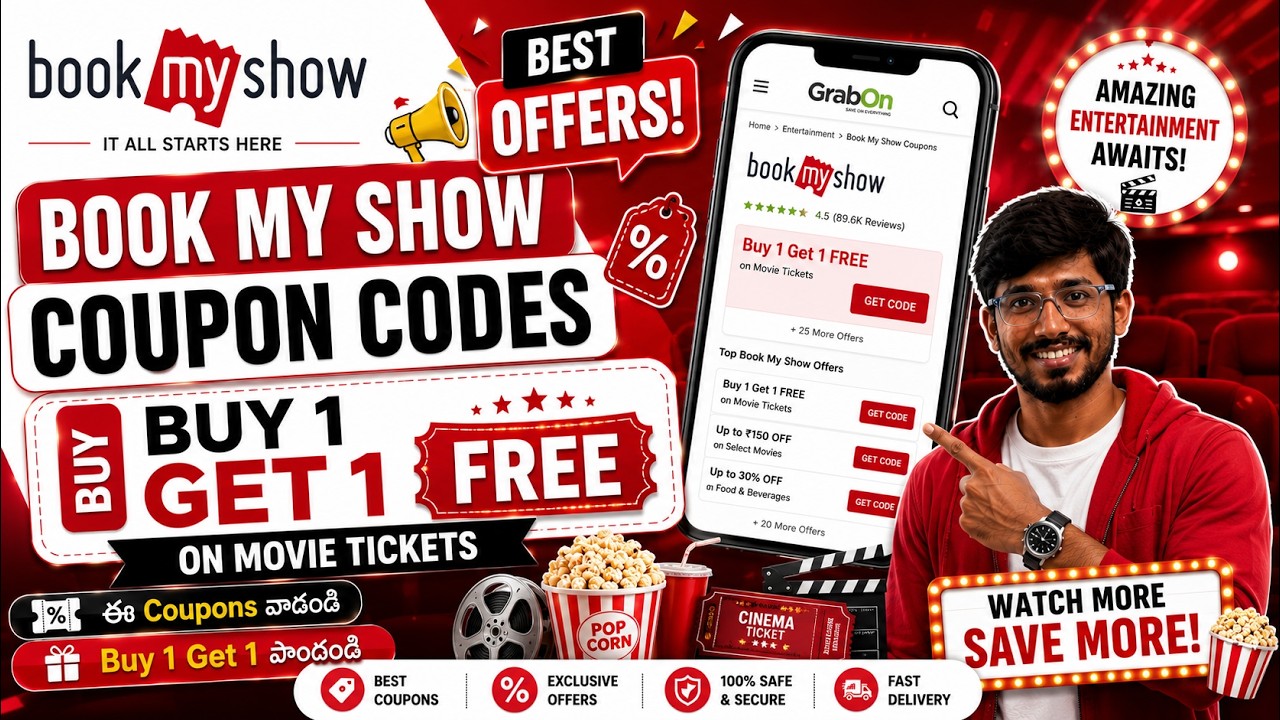 BookMyShow Coupon Codes | BookMyShow Promo Codes | BookMyShow Buy 1 Get 1 Free Coupon Codes