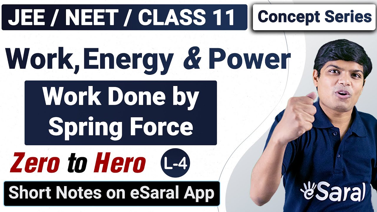 Work, Energy & Power L4 | Work done by Spring Force | Physics Class 11, JEE, NEET