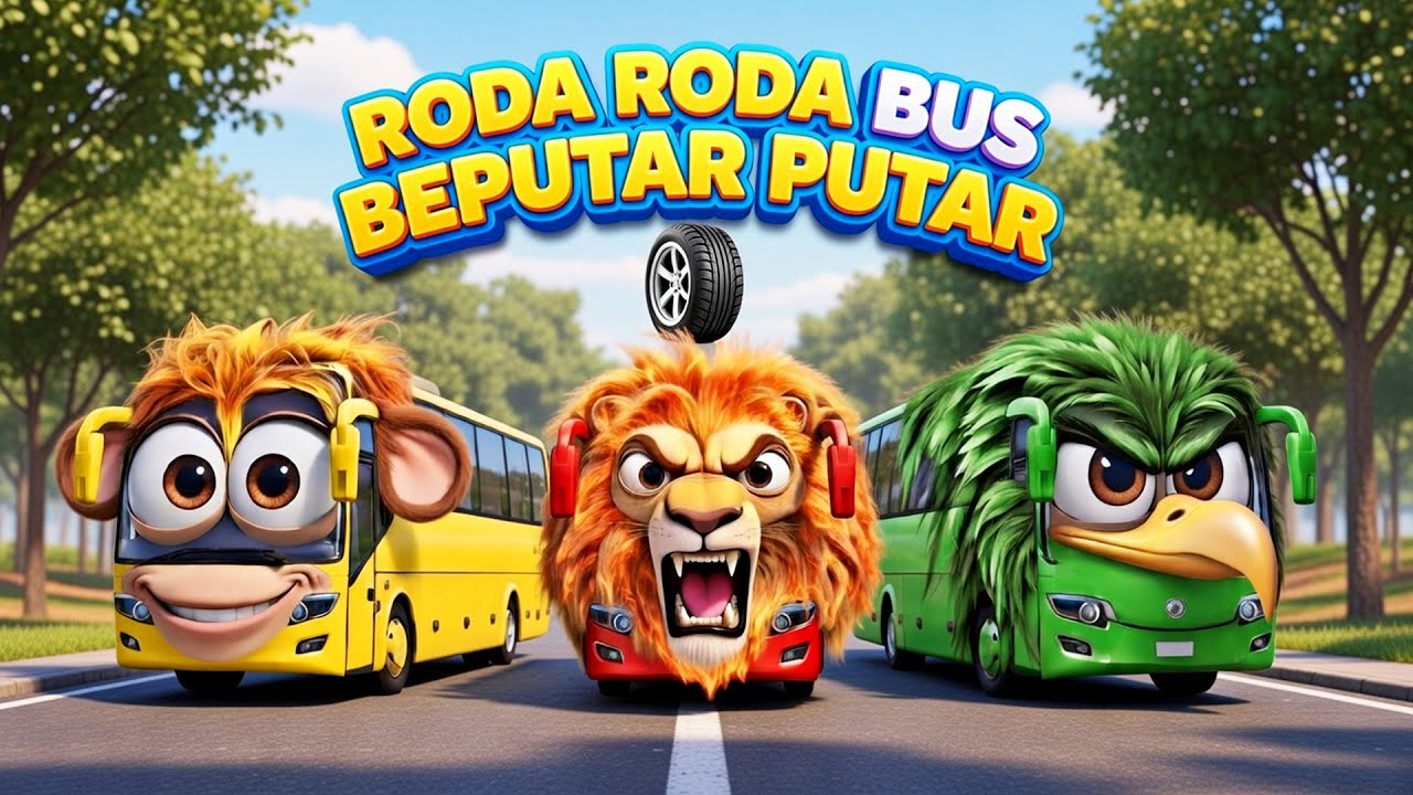 🚌🎵 Roda Roda Bis Berputar Di Jalan Hutan 🎵|  Animasi 3D Anak Populer  De Ahlan