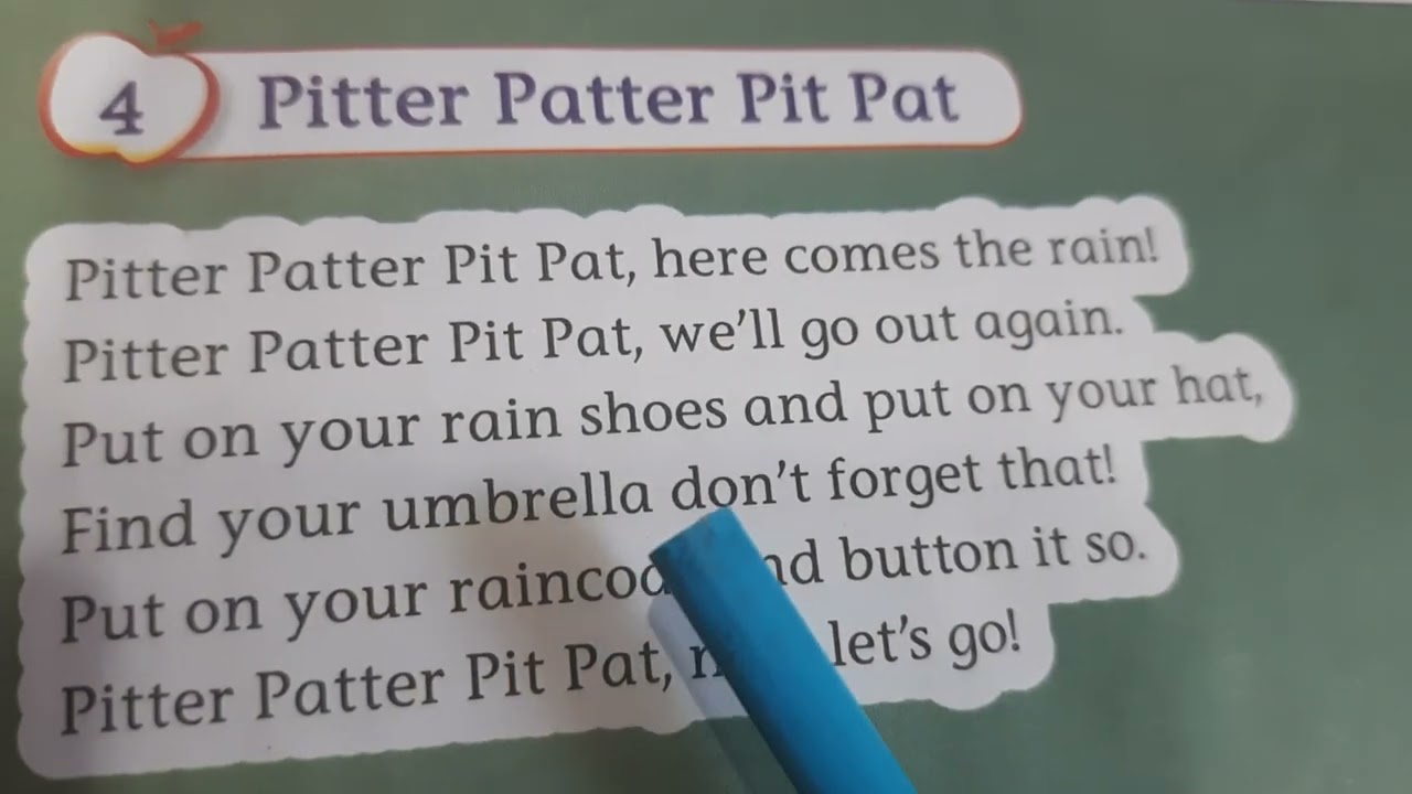 Pitter patter pit pat | pre-primary | Vikas apple book B | jr kg rhyme