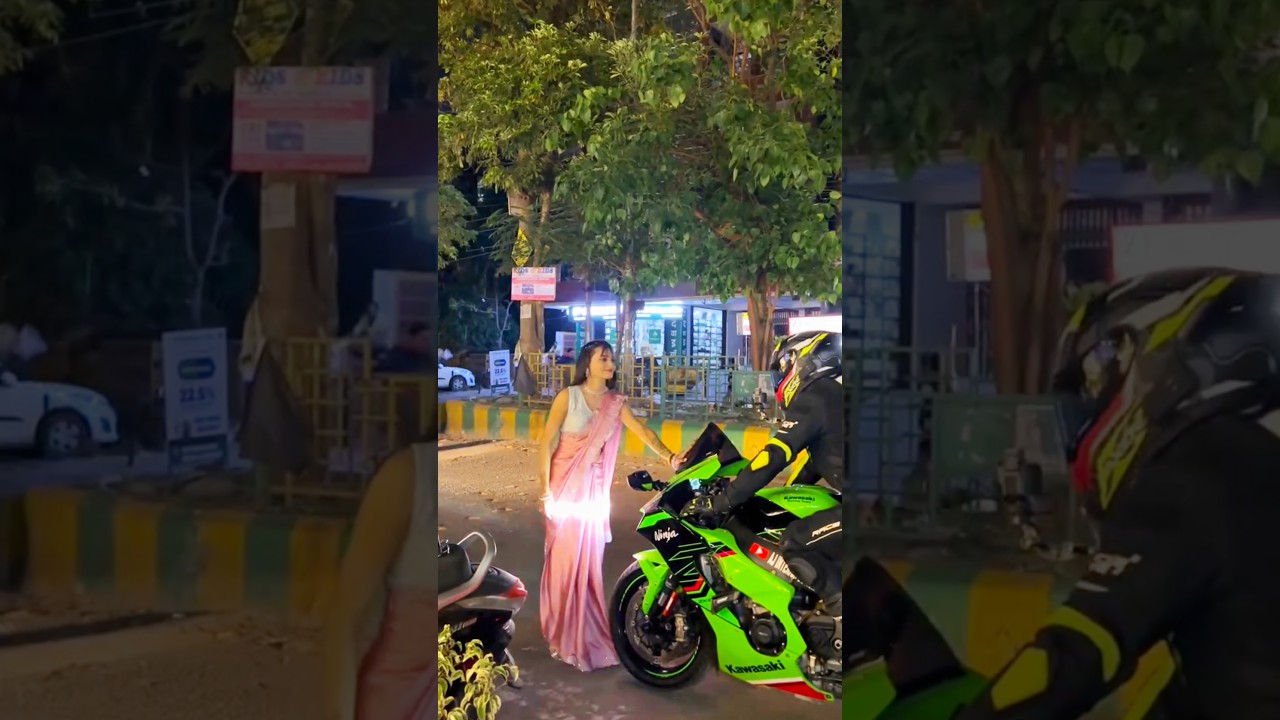 Ninja zx10r Vs cute girl reaction 😍😮😳 