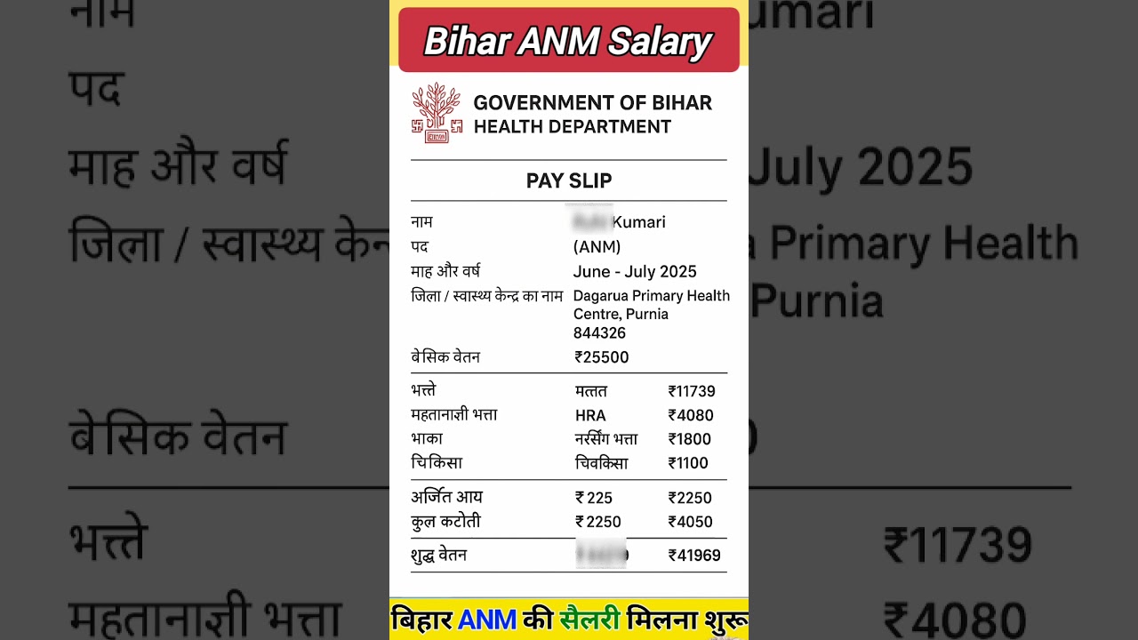 बिहार ANM PAY SLIP जारी किया देख कितनी मिली है सैलरी #shorts #btsc #anm_salary #anm_payslip #helth