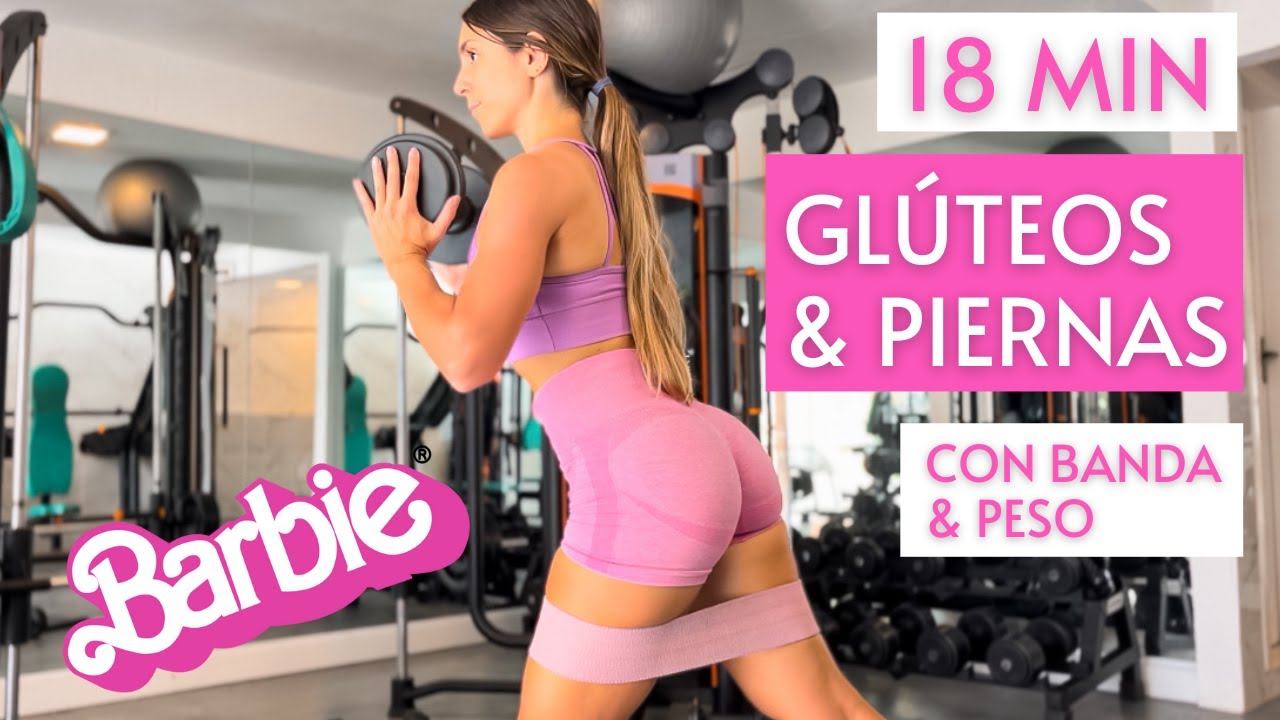 GLUTEOS Y PIERNAS EN CASA como Barbie | Rutina con bandas elásticas y peso para aumentar glúteos