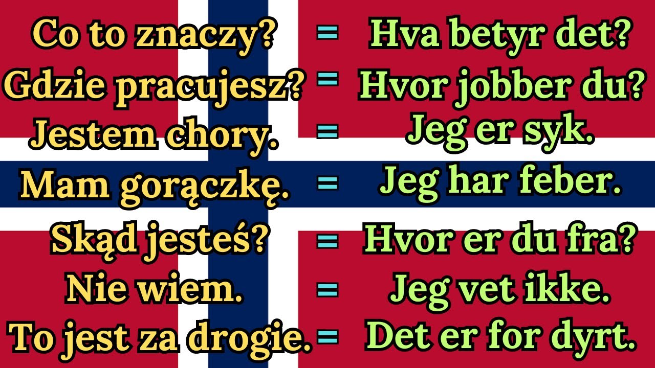 Podstawowe Zwroty po Norwesku - Nauka języka Norweskiego - Zdania w Języku Norweskim do Słuchania
