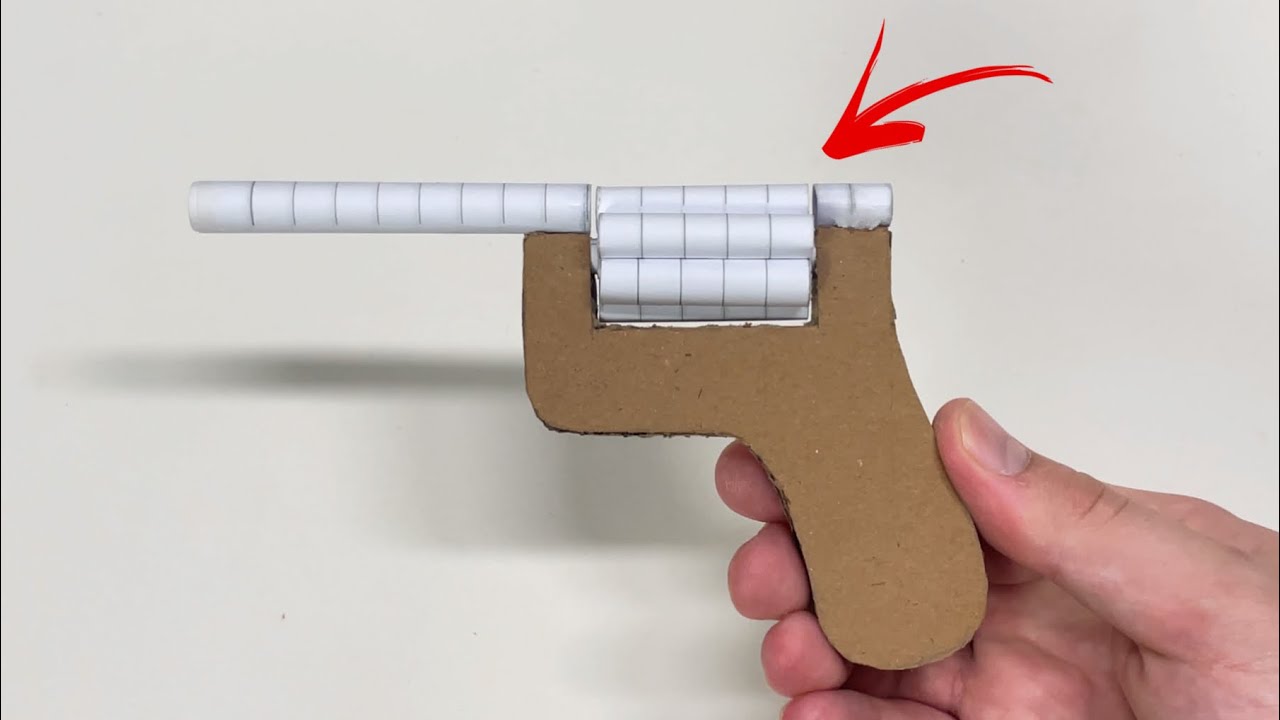 COMO FAZER UM REVÓLVER DE PAPELÃO E PAPEL QUE ATIRA