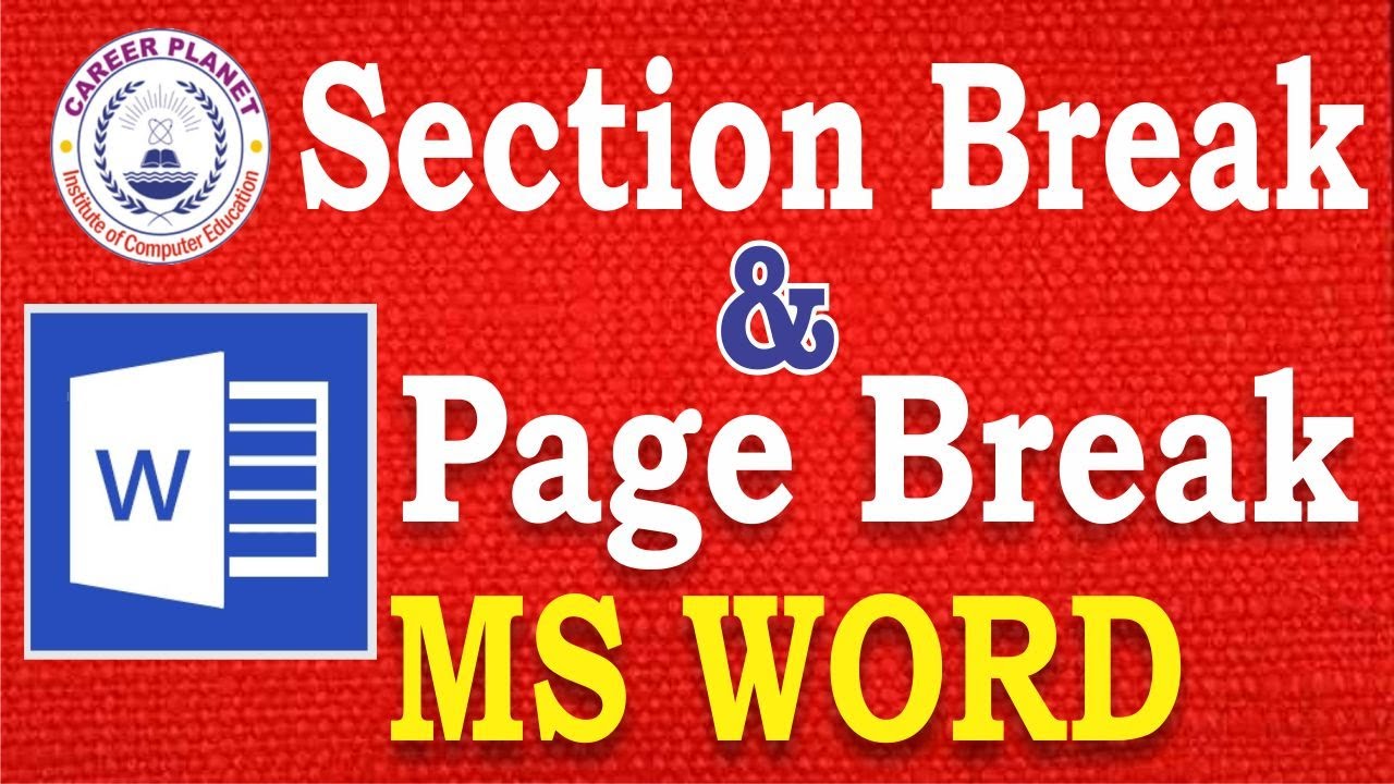 MS Word- Page Break and Section Break in Word Document | Learn MS Office and Basic Computer