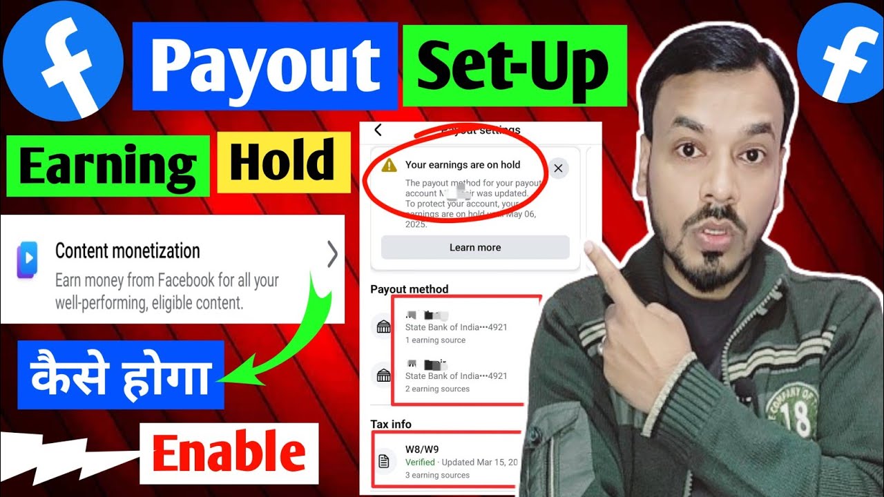 Facebook Payout Setup Setting | Your Earnings are on Hold Facebook | Fb Content Monetisation Tool