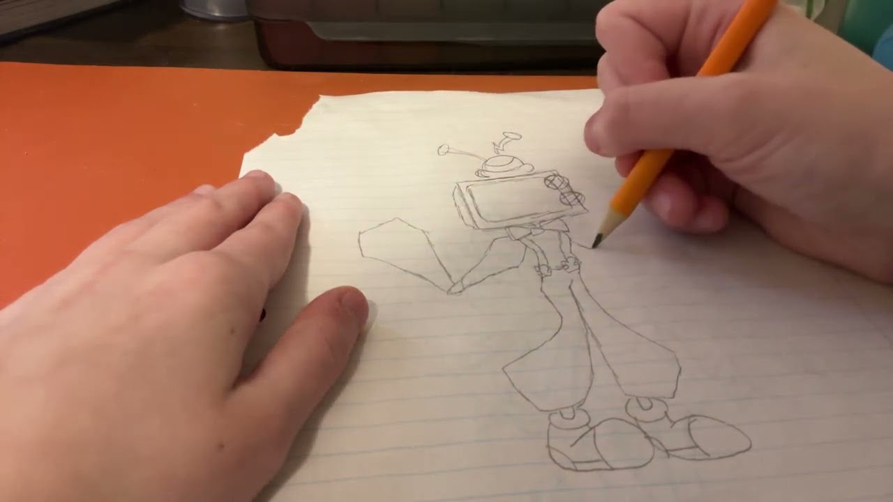 Drawing Mr.Puzzles on paper for first time