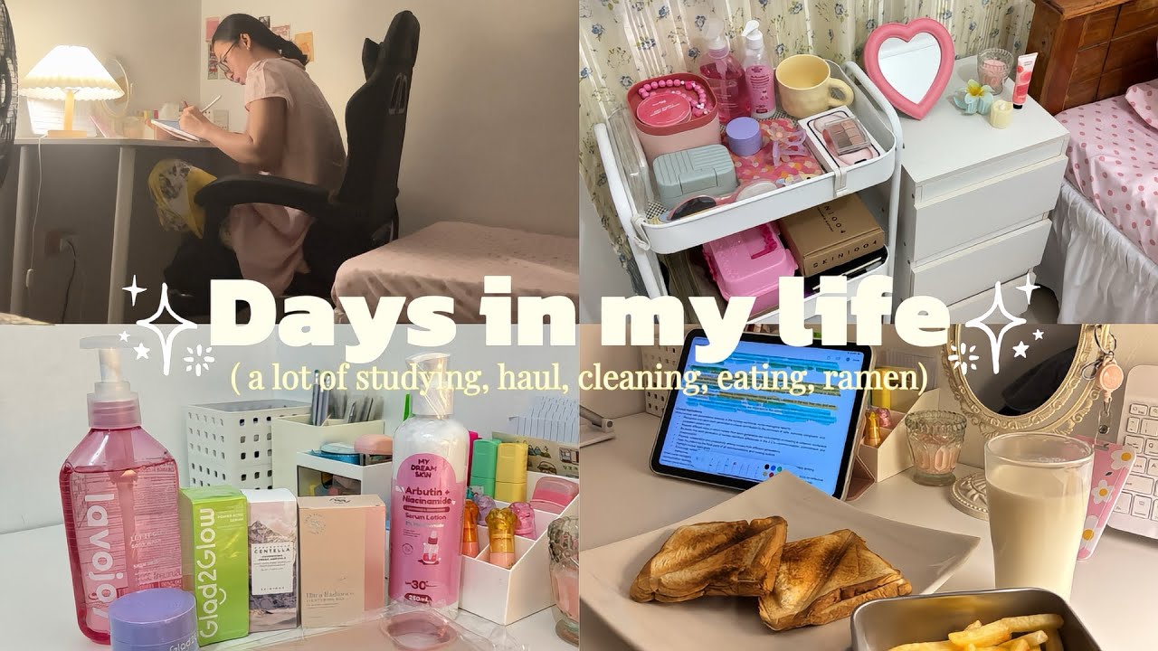 Days in my life vlog ft. A lot of studying sessions, mini hauls, skincare, foods, cleaning and more