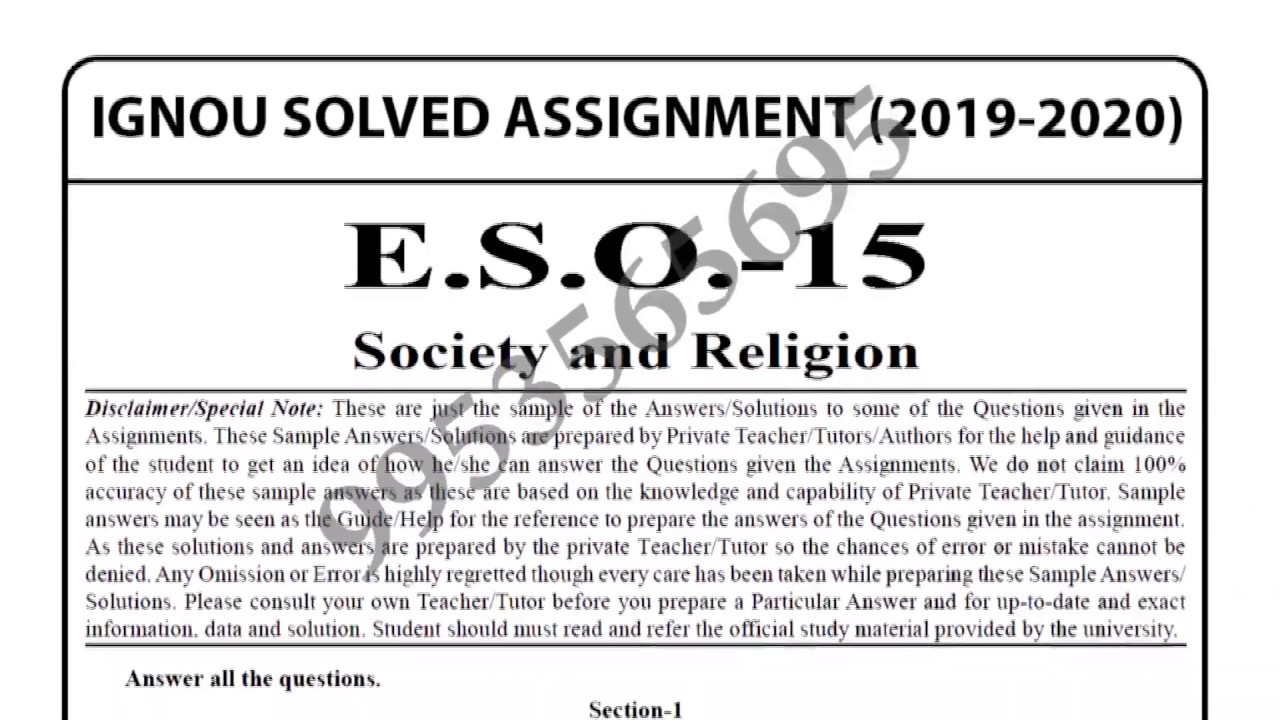 ESO-15 Solved Assignment 2019-20