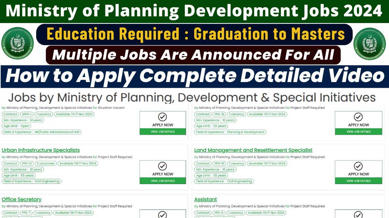 Ministry of Planning Development & Special Initiatives Jobs 2024 | How to Apply via NJP Portal