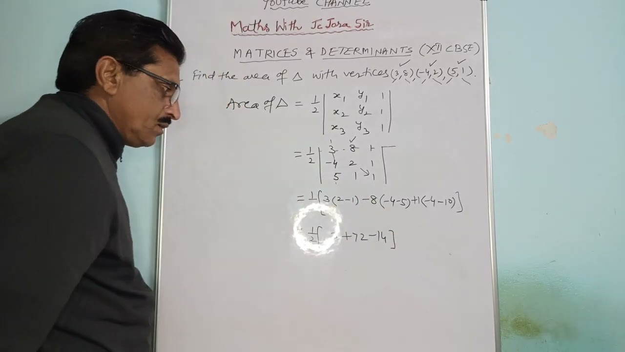 CBSE 12th MATRICES AND DETERMINANTS (PART 4) AREA OF TRIANGLE AND COLLINEARITY. 