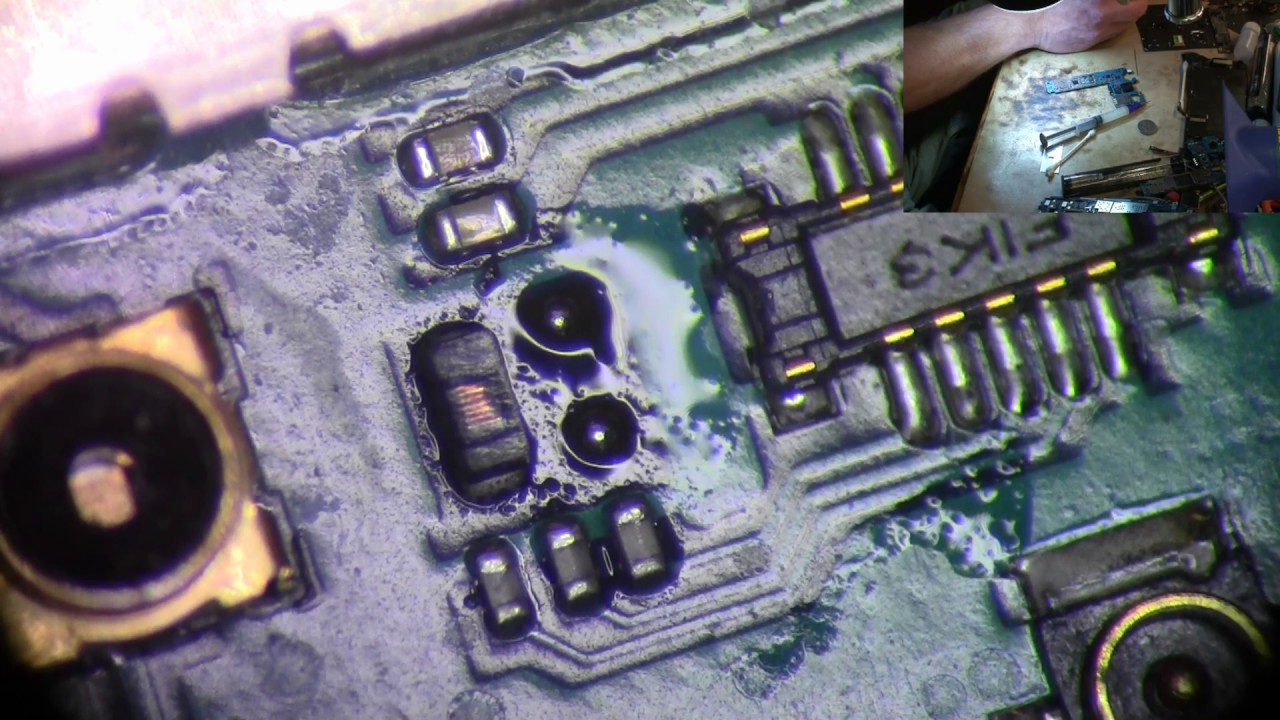Samsung Galaxy S5 pulled pad boards repaired by soldering to Trace Via's