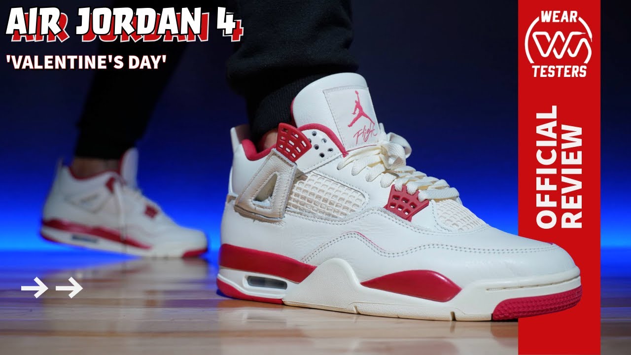 Air Jordan 4 Valentine's Day Pale Ivory and Tough Red