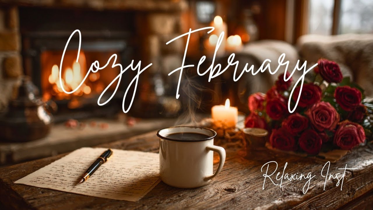 Cozy February 🌹 Self-Love Morning | Relaxing Piano & Guitar for Fireplace, Study & Journaling