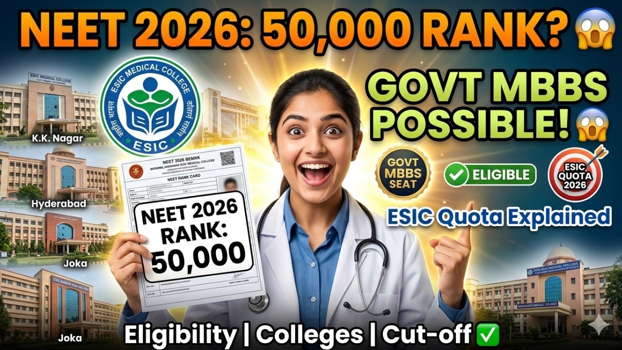 #NEET 2026 #ESIC Quota Explained: 50,000 Rank pe Govt #MBBS? Eligibility, Colleges & Cut-off #vlog