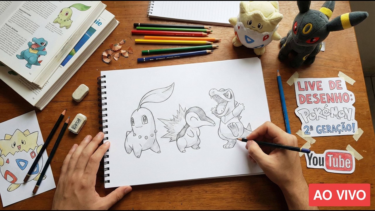 DESENHANDO POKÉMONS DA 2ª GERAÇÃO (JOHTO) | AO VIVO (REPLAY)