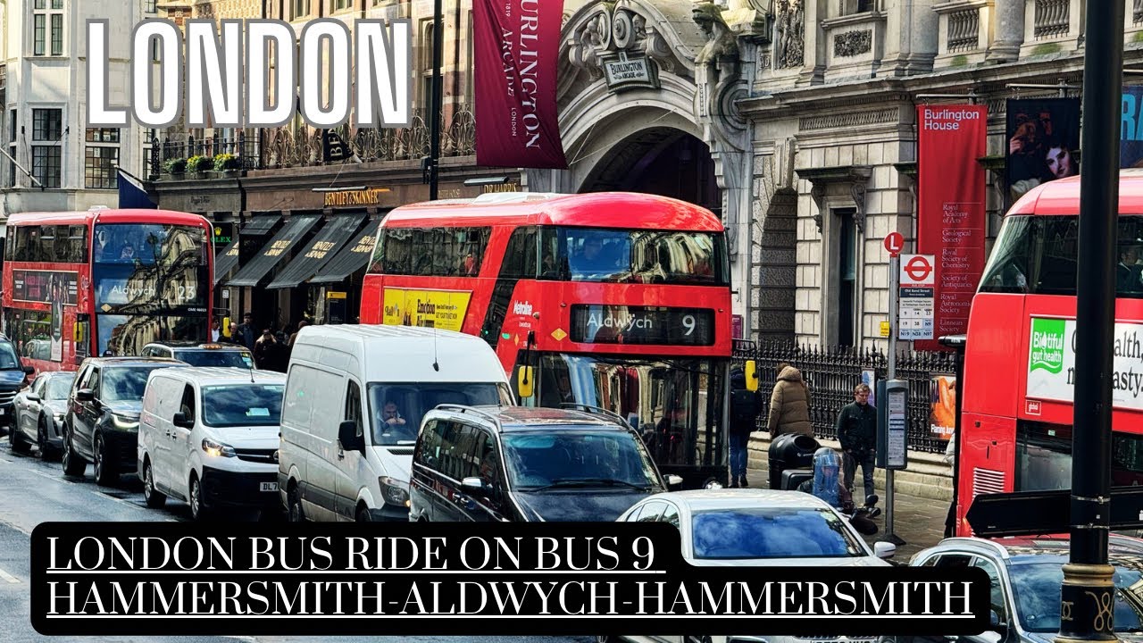 🌦️ Experience London's Weather Rollercoaster on Bus Route 9: Hammersmith to Aldwych Round Trip! 🚌