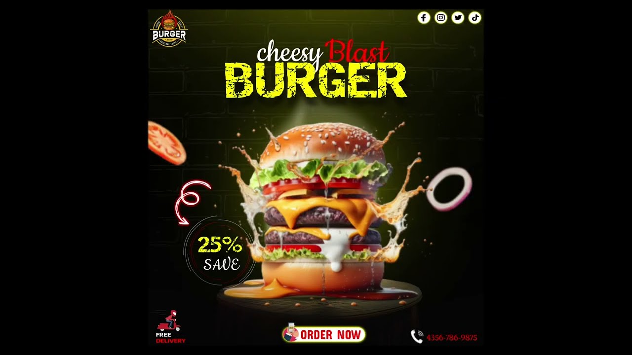 Creative Burger poster design tutorial /#photoshop /#canva 