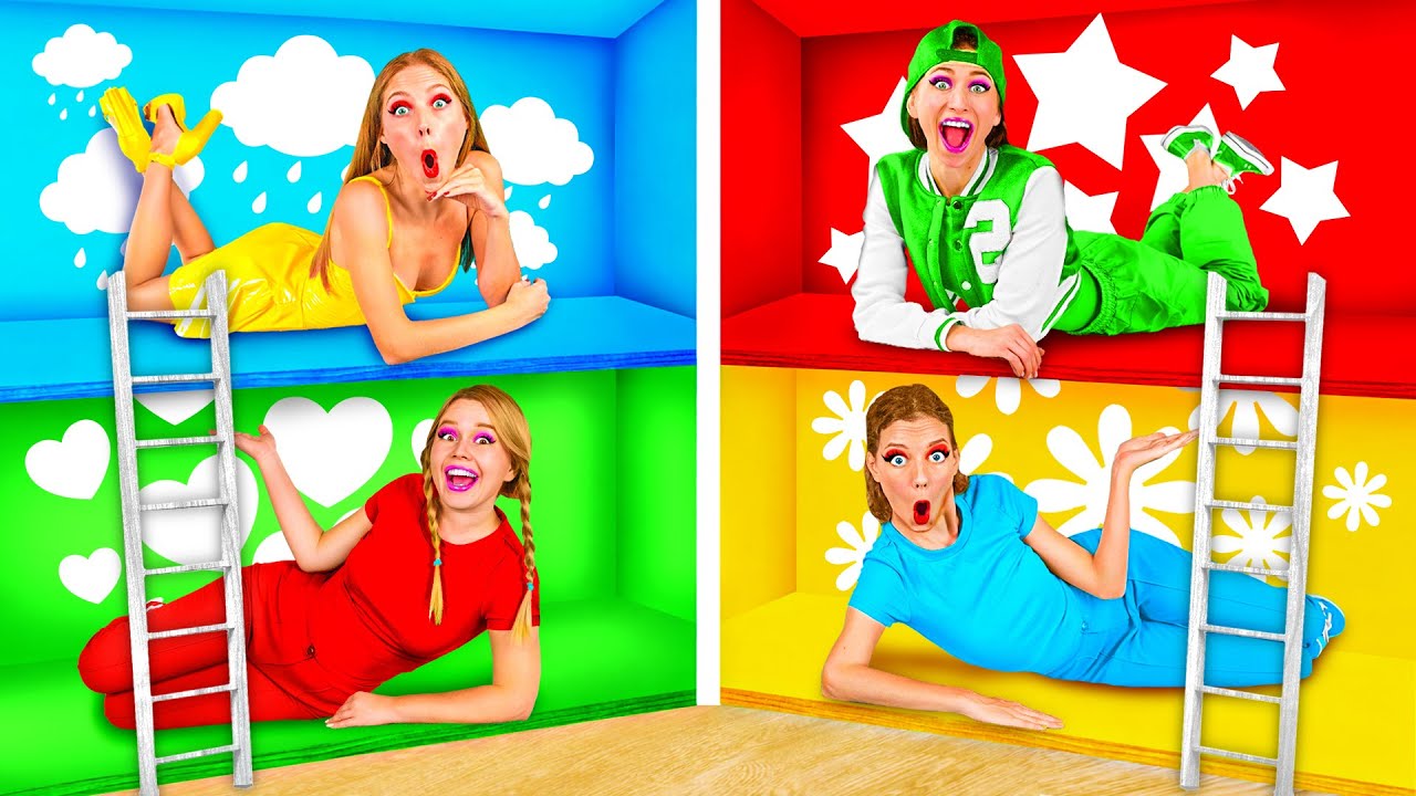 La Stanza Segreta Sotto il Letto Sfida dei Quattro Colori |Situazioni Divertenti e Fallisce