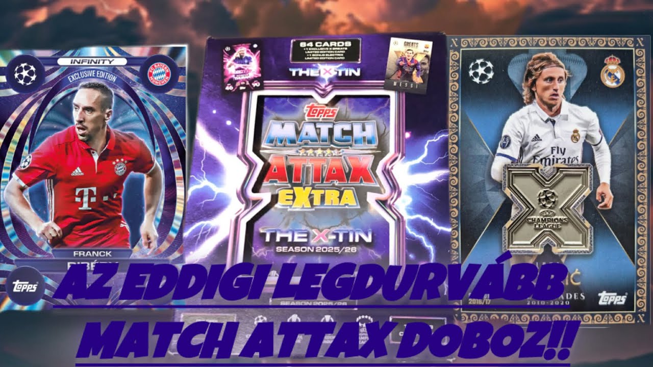 Topps Match Attax EXTRA X- TIN  25/26 Mega fémdoboz BRUTÁLIS Bontás 