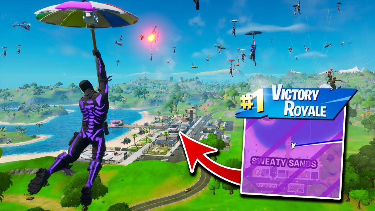 I Got 100 Fans to Compete by ONLY Landing at SWEATY SANDS! (unbelievable winner)