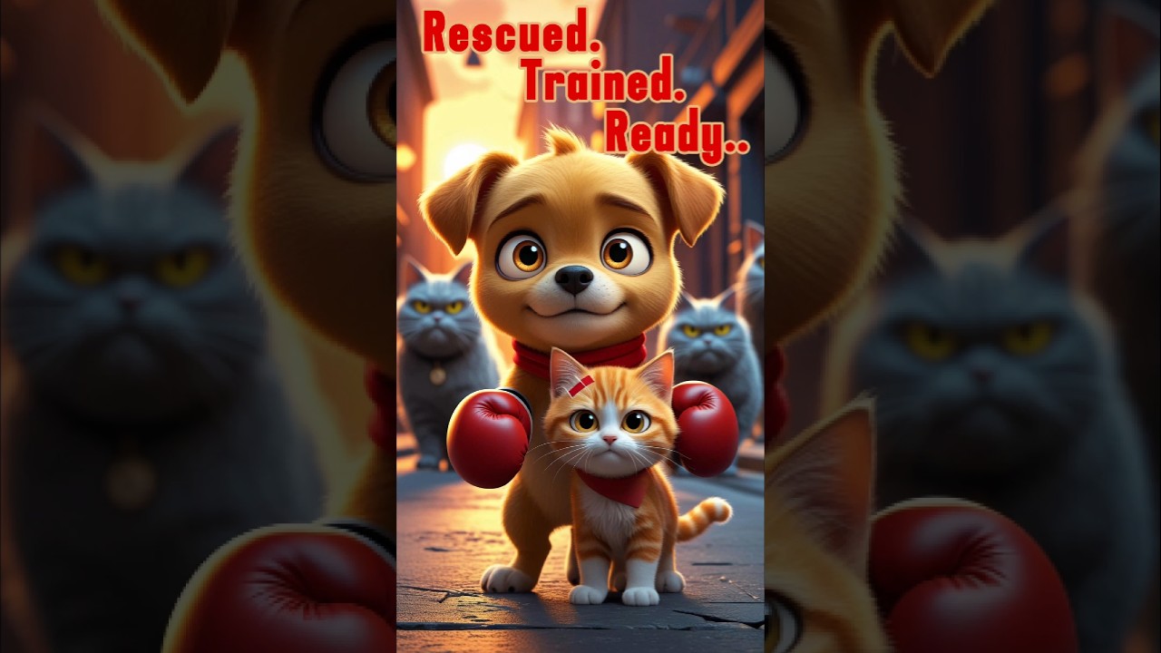 🐶😺🥊 Rescued. Trained. Ready.#youtubeshorts #shorts #shortvideo #funny #animation #cartoon #puppy #ai