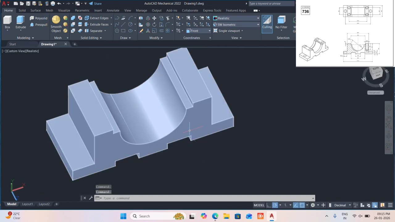 AutoCAD 3D Modeling Tutorial | Simple Mechanical Design | #01  |  #Mechanical #cadify 