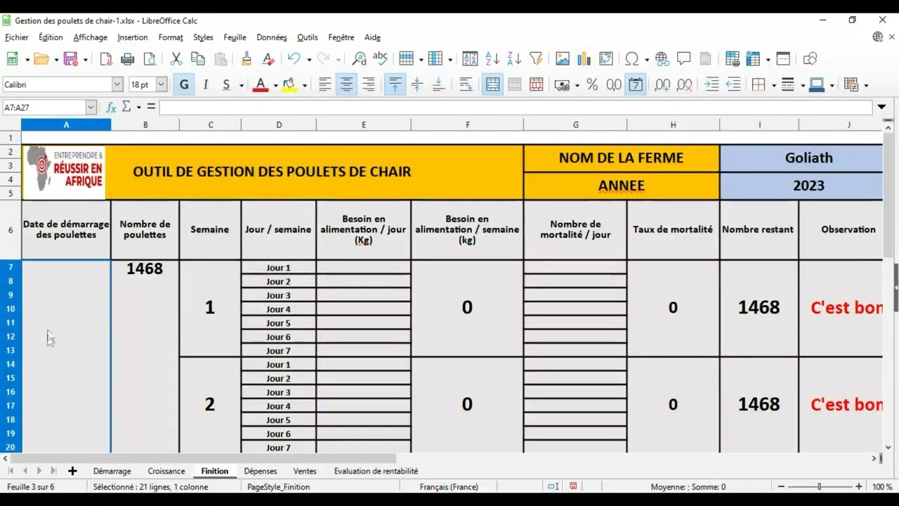 LOGICIEL DE GESTION D'UNE FERME POULET DE CHAIR