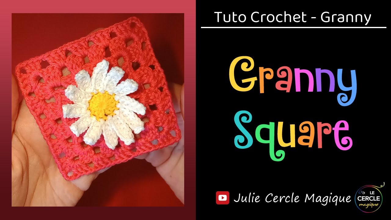 🧶Tuto granny square avec fleur 3D facile 🌼 Carré au crochet ❤️
