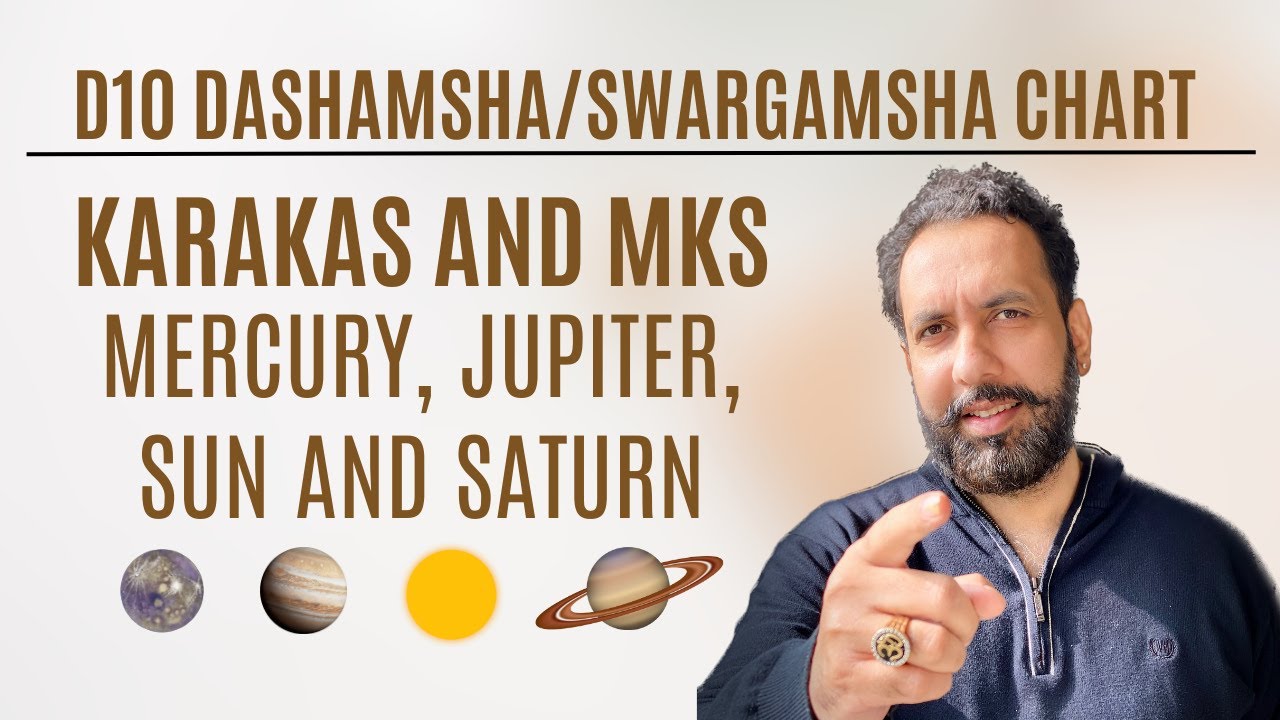 D10 Dashamsha Chart - Karakas and MKS, Mercury, Jupiter, Sun and Saturn