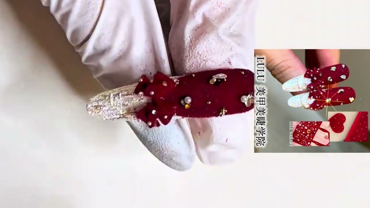 Tutorial on How to Create a Red Velvet Effect with Acrylic Nails | Day 132