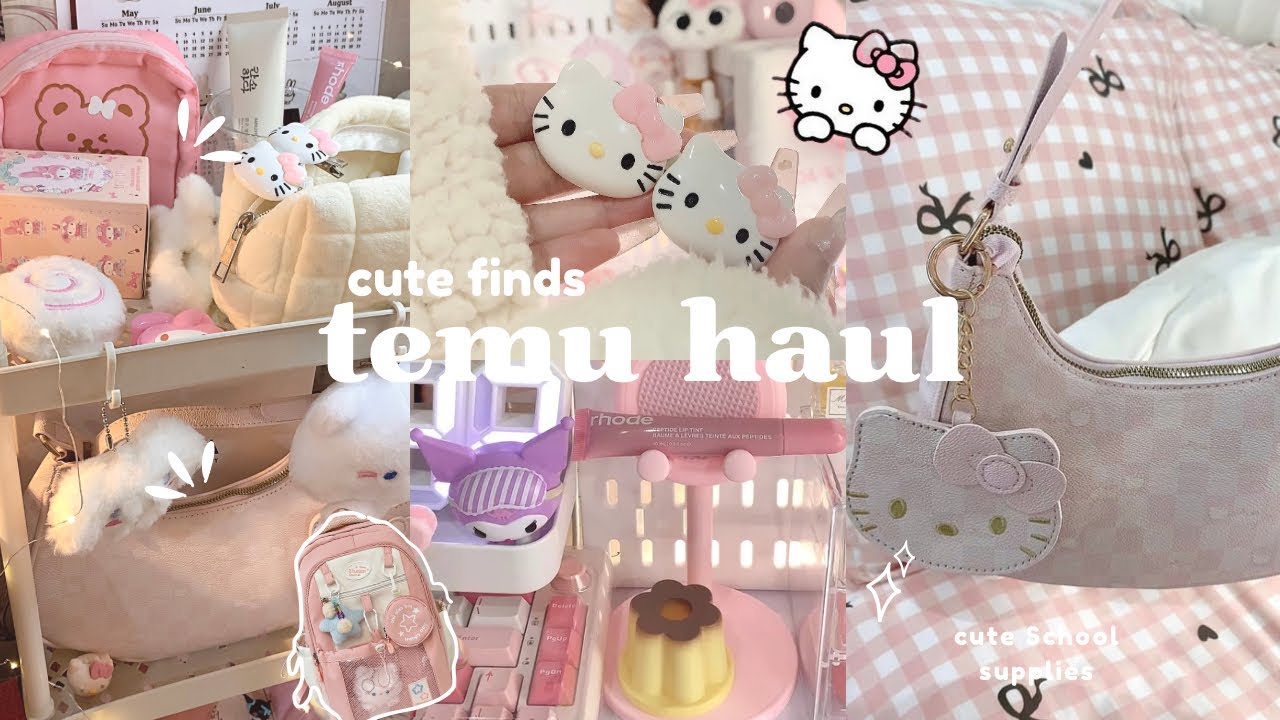 Huge cute temu haul🎀🍥|back to school supplies,cute accessories,clothing & kitchen finds☁️