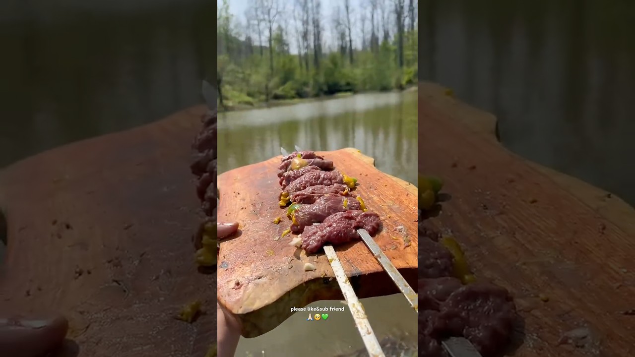 Marinated Rolled Kebab 🌲🔥 | Campfire Cooking & Bushcraft Food Outdoors
