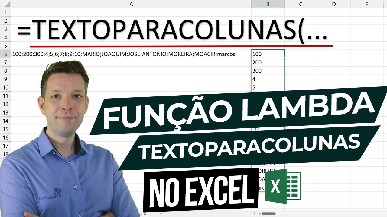 Função Lambda TEXTOPARACOLUNAS Excel e mais formas de Separar Dados por Delimitadores