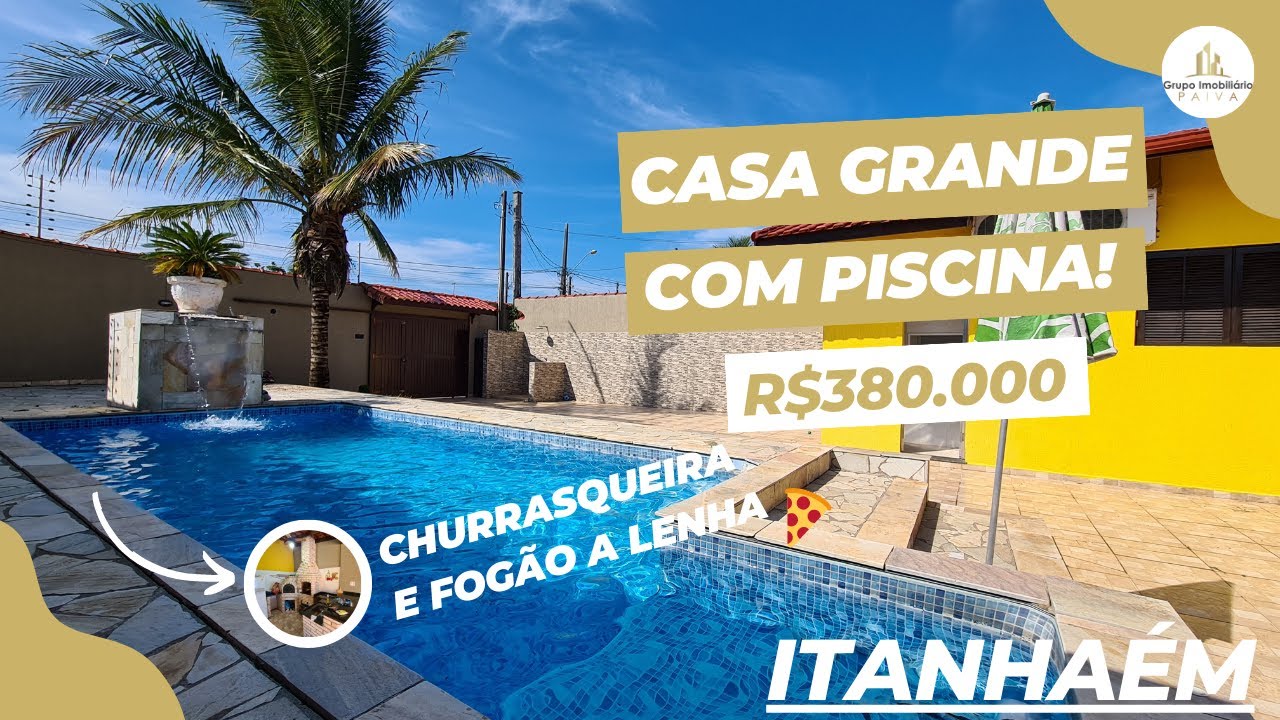 Casa grande com piscina na cidade de Itanhaém SP bairro bopiranga (Ref #0007)