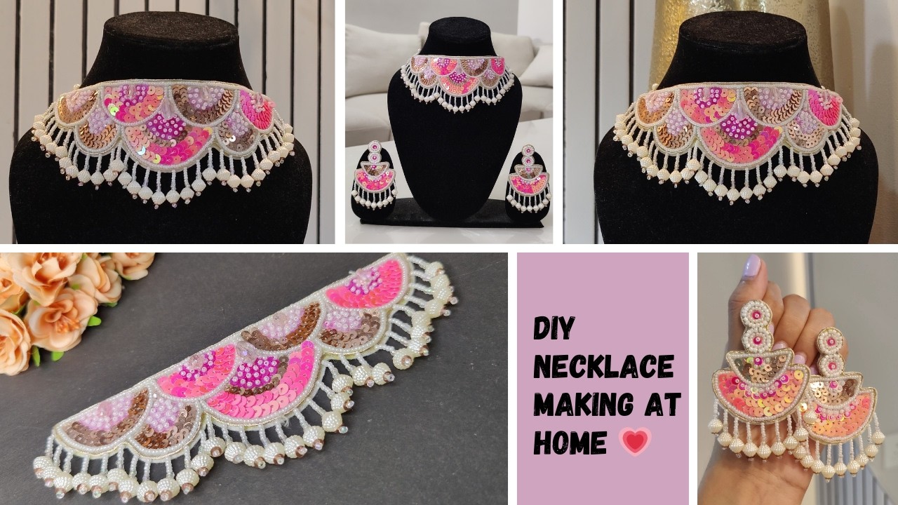 jewellery making at home | Artificial jewellery making | Diy jewellery set ❤️ #diy #trending #craft
