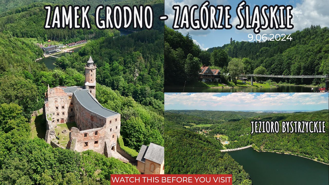 🇵🇱 Zamek Grodno - Jezioro Bystrzyckie (Zagórze Śląskie) 9.06.2024 z drona MINI 4 Pro 4k in Poland 🇵🇱