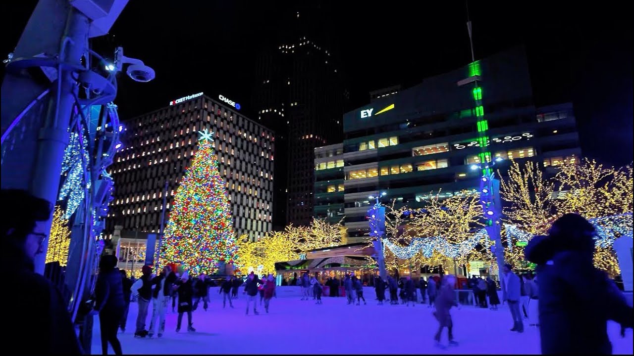 Ice skating at Downtown Detroit