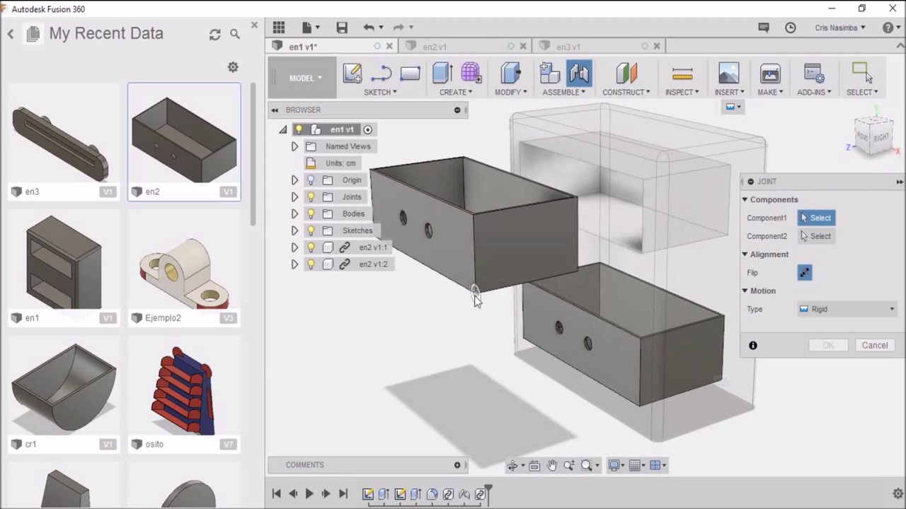 FUSION 360 EJERCICIOS : DISEÑANDO UN VELADOR PARTE2/ ENSAMBLAJE