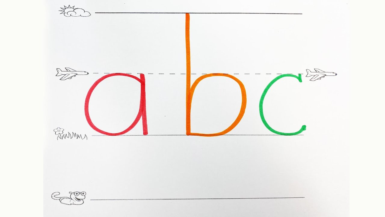 How to write ABC Alphabets the right way | Skyline, plane, grass and worm line