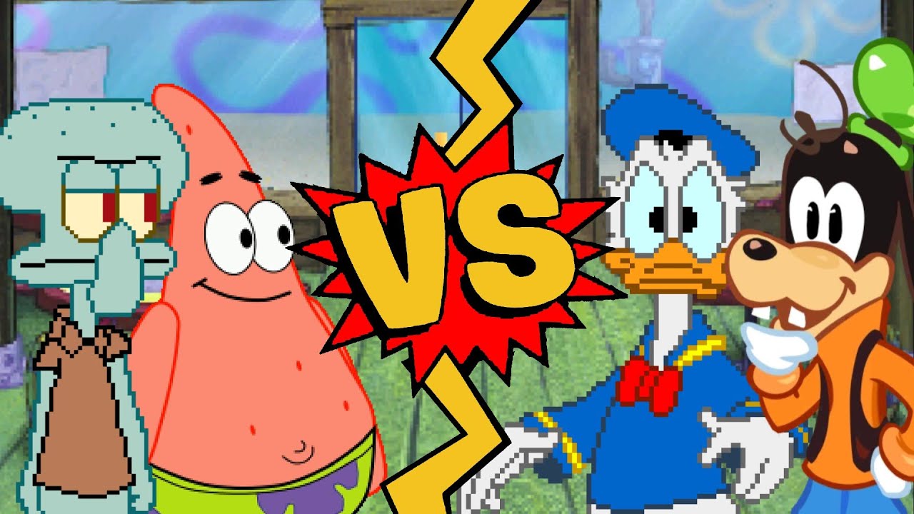 M.U.G.E.N Battles | Patrick Star/Squidward vs Goofy/Donald Duck | SpongeBob vs Mickey Mouse