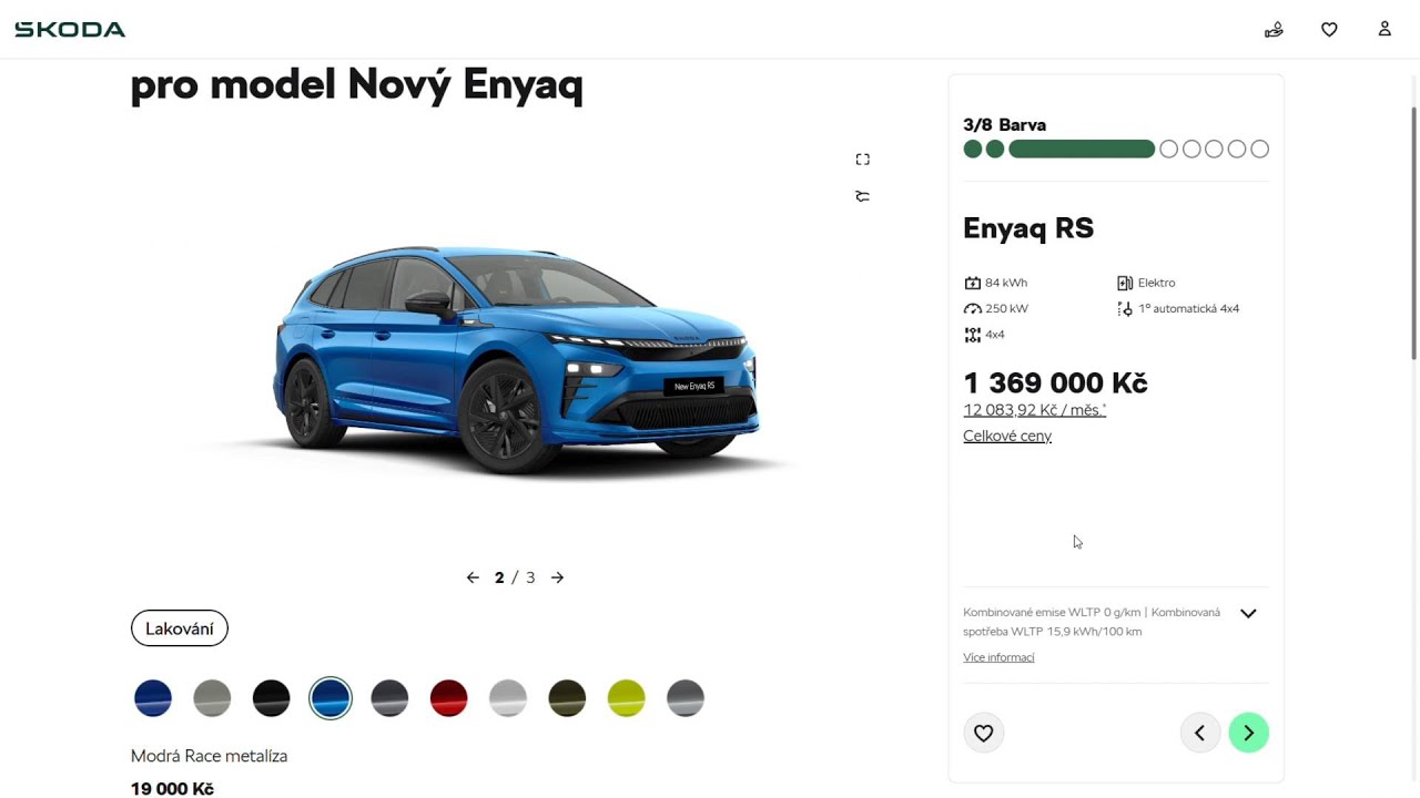 Konfiguruji novou Škodu Enyaq RS