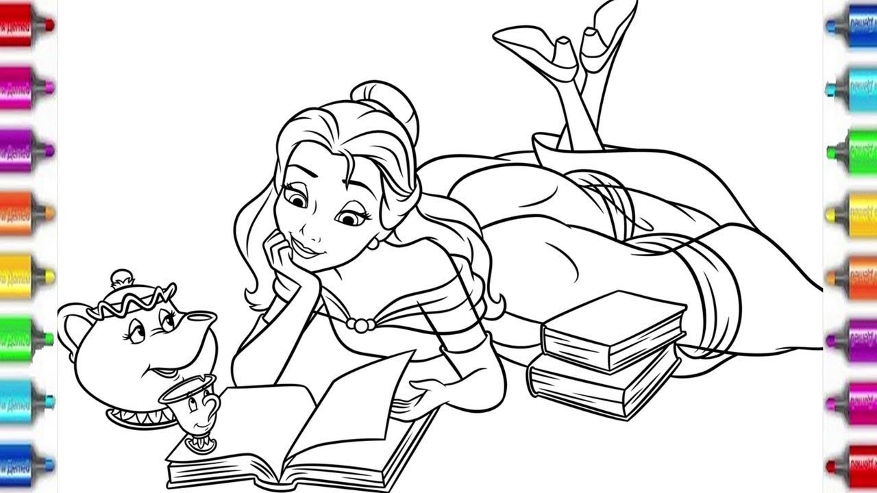 Coloring Belle Beauty and the Beast | Colouring pages for kids